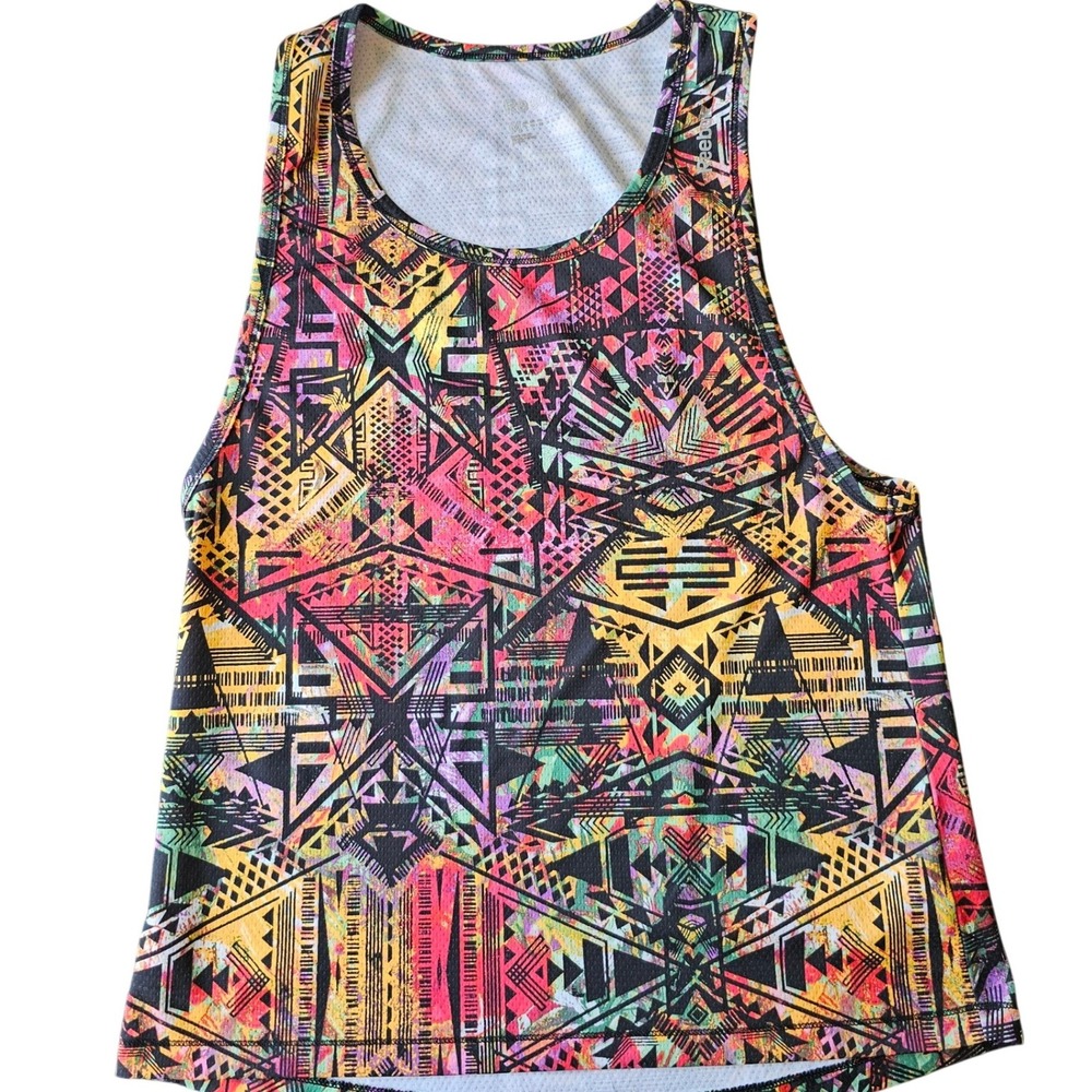 Reebok Speedwick Womens Medium Geometric Tribal Print Athletic Tank Top WAA16311